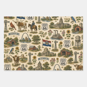 Missouri Route 66 Gateway Gift Wrapping Paper Sheets