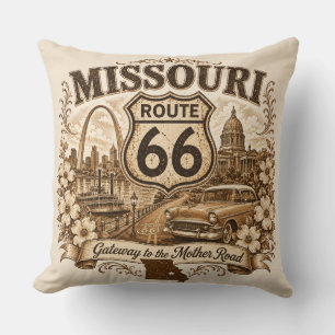 Missouri Route 66 Gateway Road Memories Throw Pillow