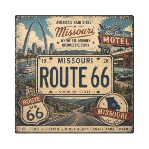 Missouri Route 66 Show-Me State Vintage Metal Print