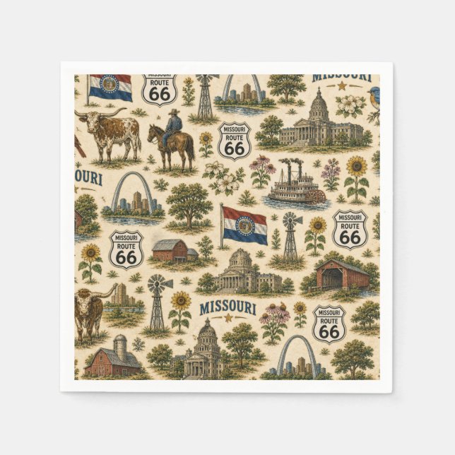 Missouri Route 66 Table Gateway Napkins (Front)