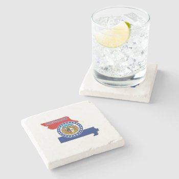 Missouri Silhouette Map Shaped State Flag Stone Coaster by PNGDesign at Zazzle
