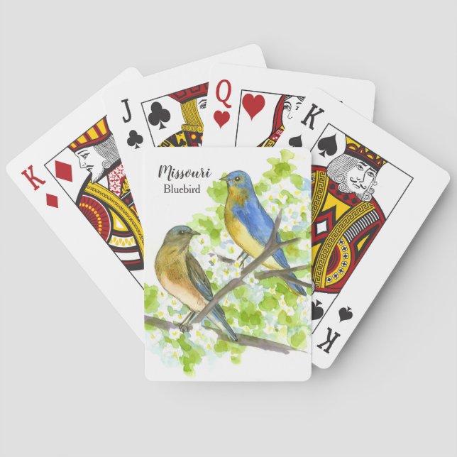 Missouri Souvenir Game Bluebirds Hawthorn Tree Poker Cards (Back)