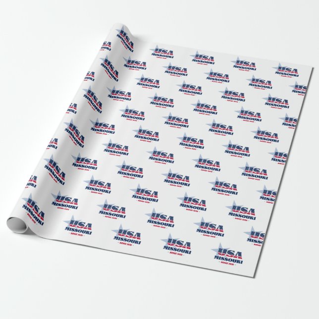 Missouri Stars and Stripes State Wrapping Paper (Unrolled)