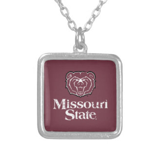 Missouri State Distressed Silver Plated Necklace
