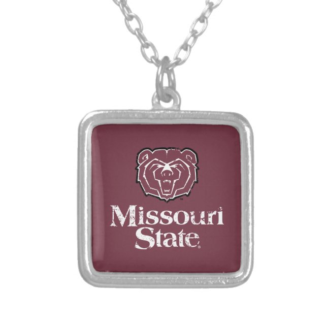 Missouri State Distressed Silver Plated Necklace (Front)