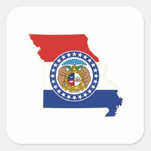 Missouri State Flag and Map Square Sticker