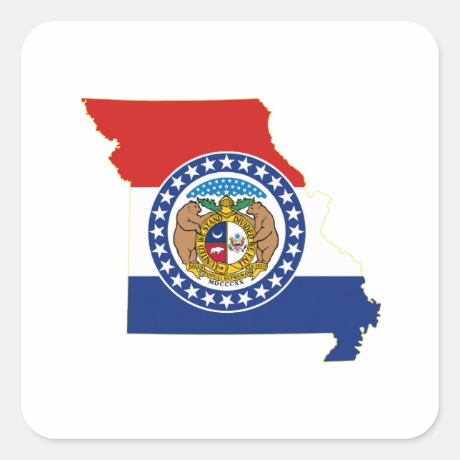 Missouri State Flag and Map Square Sticker (Front)