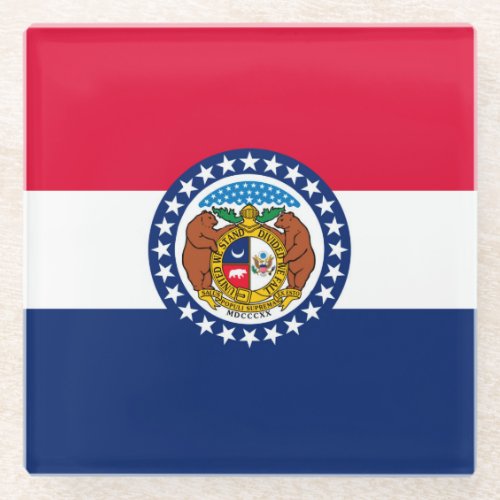 Missouri State Flag Design Decor Glass Coaster