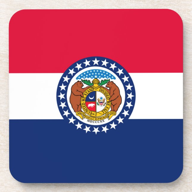 Missouri State Flag Design Drink Coaster (Front)