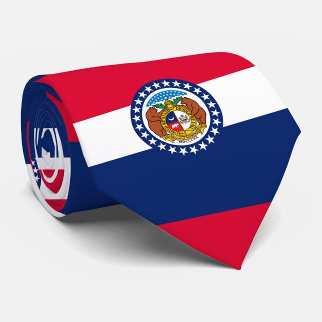 Missouri State Flag Design Neck Tie (Rolled)