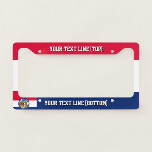 Missouri State Flag Design on a Personalized License Plate Frame