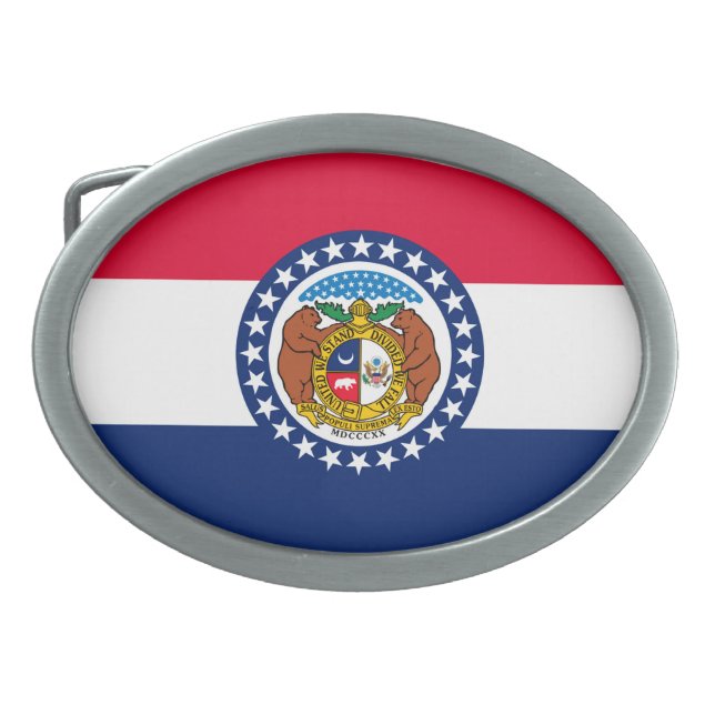 Missouri State Flag Design Oval Belt Buckle (Front)