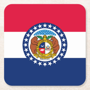 Missouri State Flag Design Square Paper Coaster