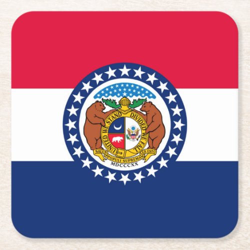 Missouri State Flag Design Square Paper Coaster