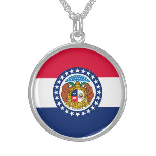Missouri State Flag Design Sterling Silver Necklace