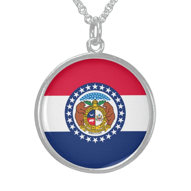 Missouri State Flag Design Sterling Silver Necklace (Front)