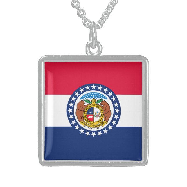 Missouri State Flag Design Sterling Silver Necklace (Front)