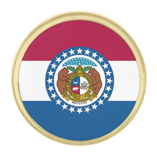 Missouri State Flag Gold Finish Lapel Pin