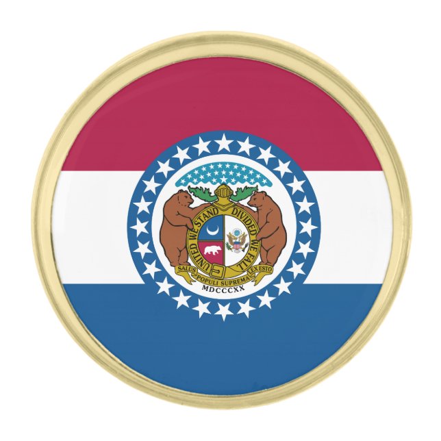Missouri State Flag Gold Finish Lapel Pin (Front)