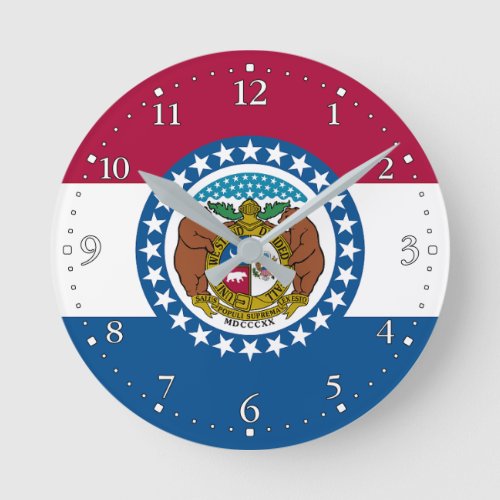 Missouri State Flag Round Clock