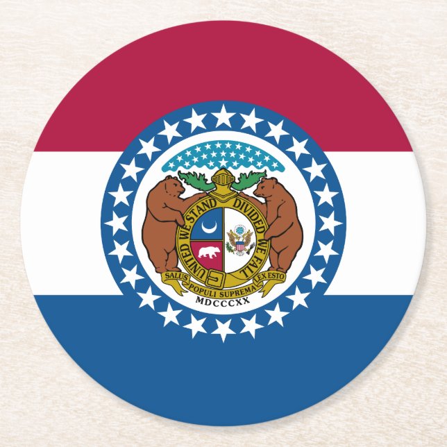 Missouri State Flag Round Paper Coaster (Front)