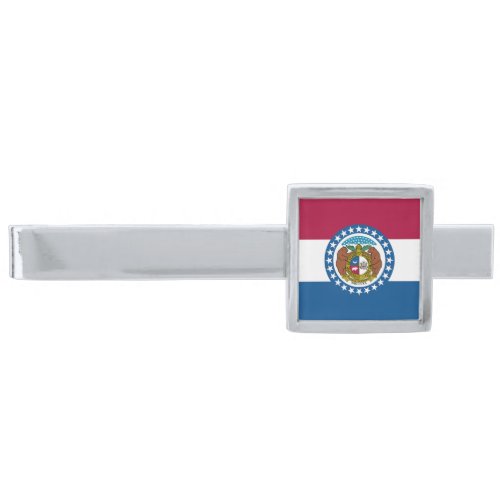 Missouri State Flag Silver Finish Tie Bar