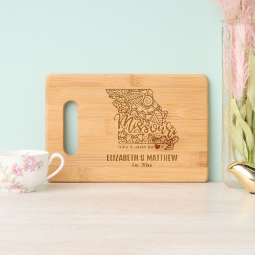 Missouri state map outline newly weds USA Cutting Board