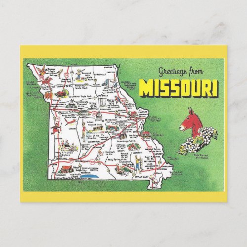 Missouri State Map Postcard