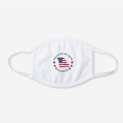 Missouri State Map Red White Blue Flag Pattern White Cotton Face Mask