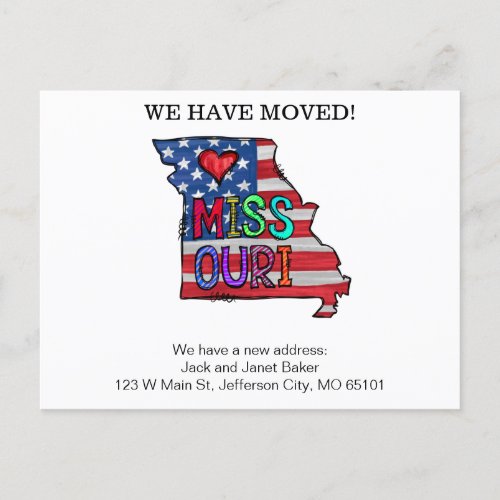 Missouri State Moving Announcement Cards