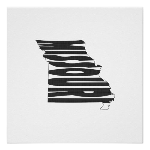 Missouri State Name Word Art Black Poster