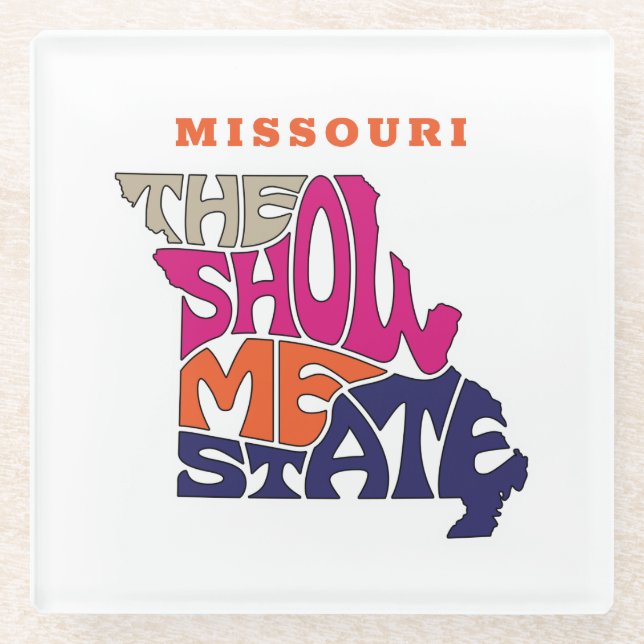 Missouri State Nickname Word Art Glass Coaster (Front)