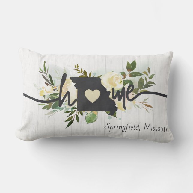 Missouri State Personalized Your Home City Rustic Lumbar Pillow (Front)