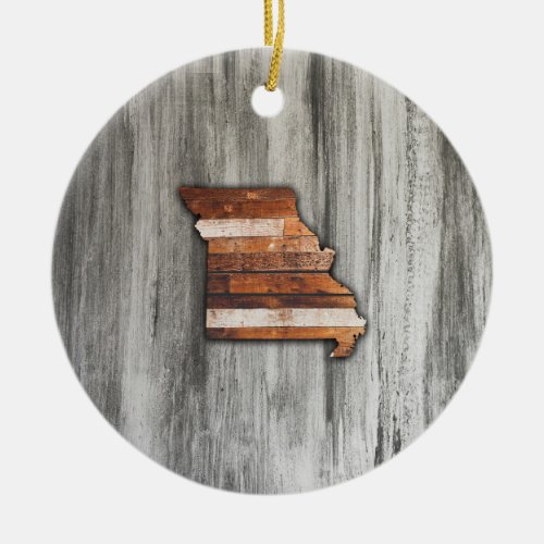 Missouri State Shape Rustic Ceramic Ornament