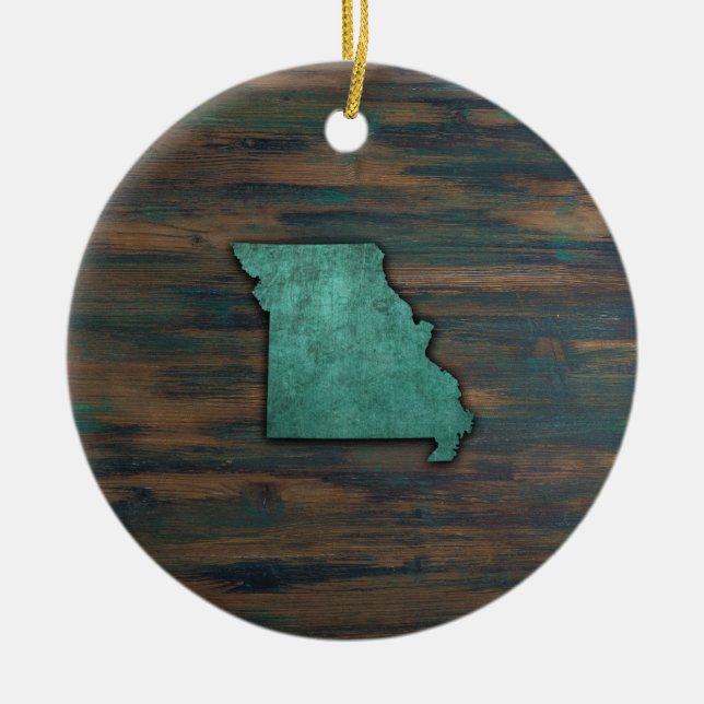 Missouri State Shape Teal Ceramic Ornament (Front)
