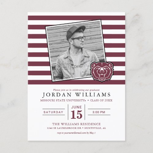 Missouri State University Bears Graduation Announcement Postcard