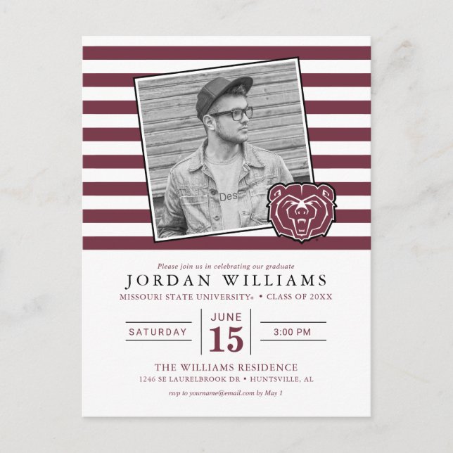 Missouri State University Bears Graduation Announcement Postcard (Front)