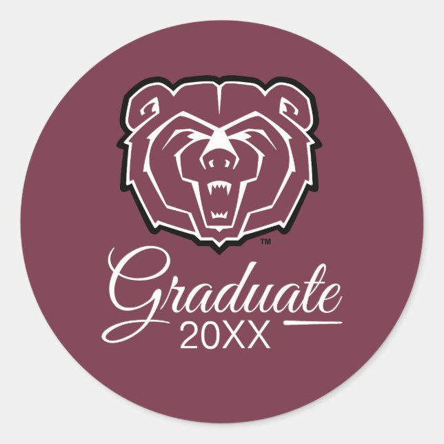 Missouri State University Bears Graduation Classic Round Sticker (Front)