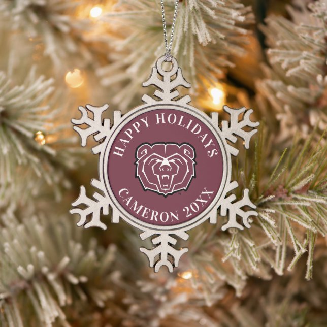 Missouri State University Bears Snowflake Pewter Christmas Ornament (Tree)