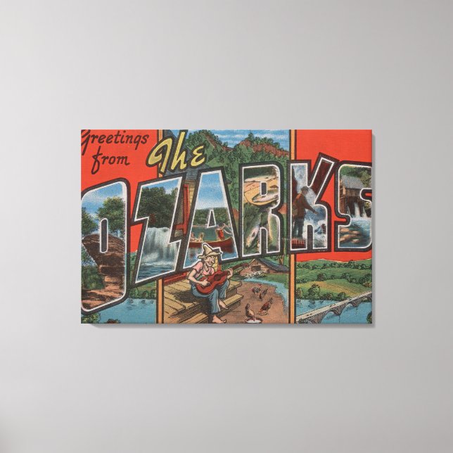 Missouri - The Ozarks - Large Letter Scenes 2 Canvas Print (Front)
