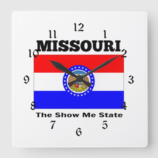 Missouri, The Show Me State Square Wall Clock (Front)