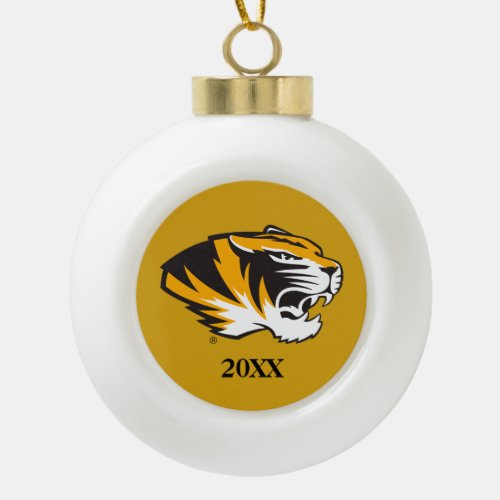 Missouri Tiger Profile Ceramic Ball Christmas Ornament