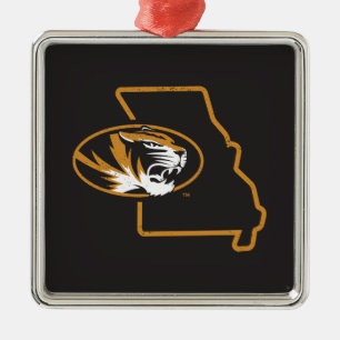 Missouri Tigers Vintage State Logo Metal Ornament