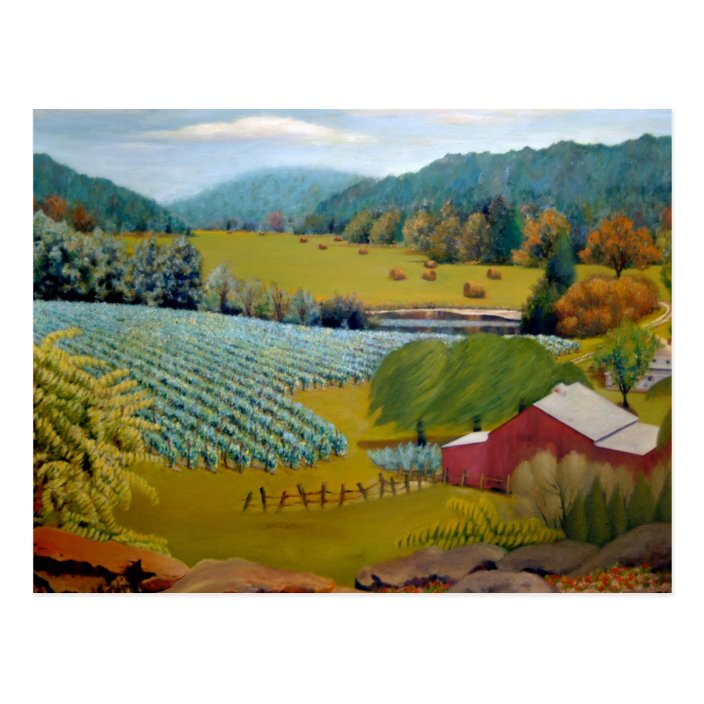 Missouri Vineyard Landscape Oil Painting Postcard | Zazzle.com