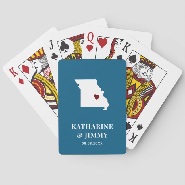 Missouri Wedding Favor Deck of Cards, State Map P Poker Cards (Back)