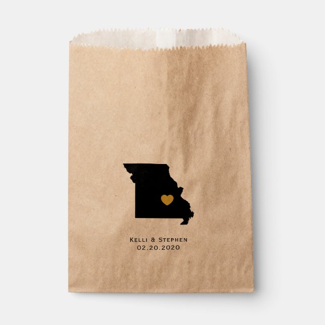 Missouri Wedding Favor Treat Sacks, Gift Bags (Front)