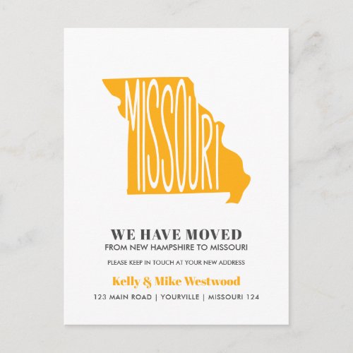 MISSOURI Weve moved New address New Home   Postcard