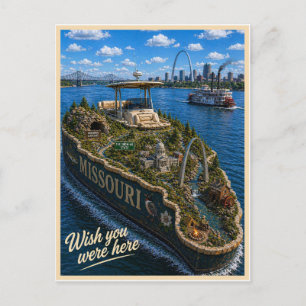 Missouri Wish You Were Here State Series Postcard