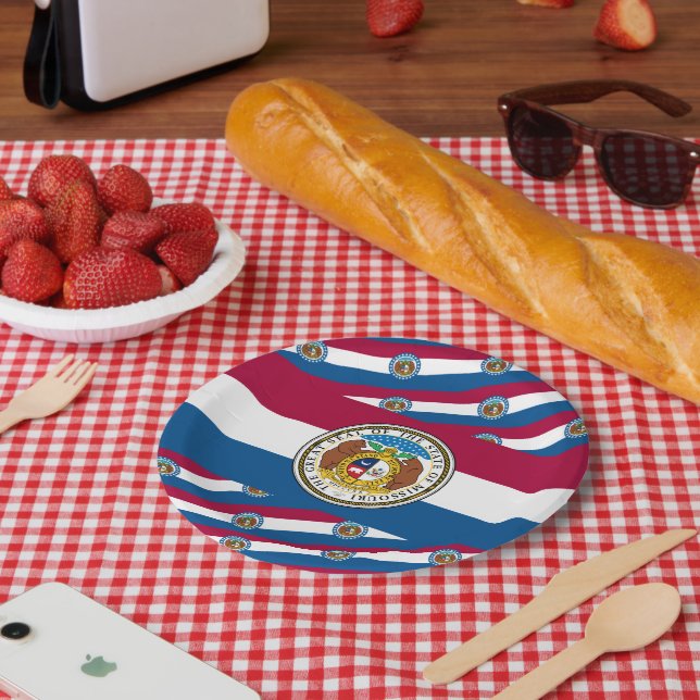 Missourian Flag & Seal, Missouri Paper Plates (Picnic)