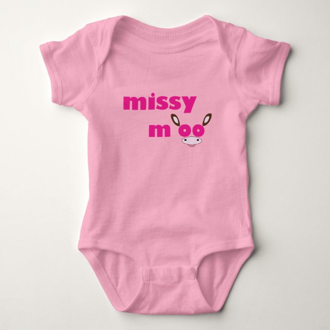 Missy Moo Cow Logo Pink Baby Bodysuit (Front)